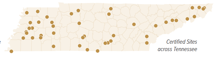 Map of Certified Successes: Select Tennessee Certified Sites Program